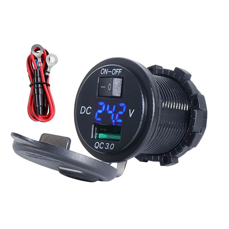 DC 12V QC 3.0 USB Car Quick Charger Socket with Voltmeter LED Display ON OFF Toggle Switch Outlet For Car Motorcycle Boat Bus
DC 12V QC 3.0 USB Car Quick Charger Socket with Voltmeter LED Display ON OFF Toggle Switch Outlet For Car Motorcycle Boat Bus