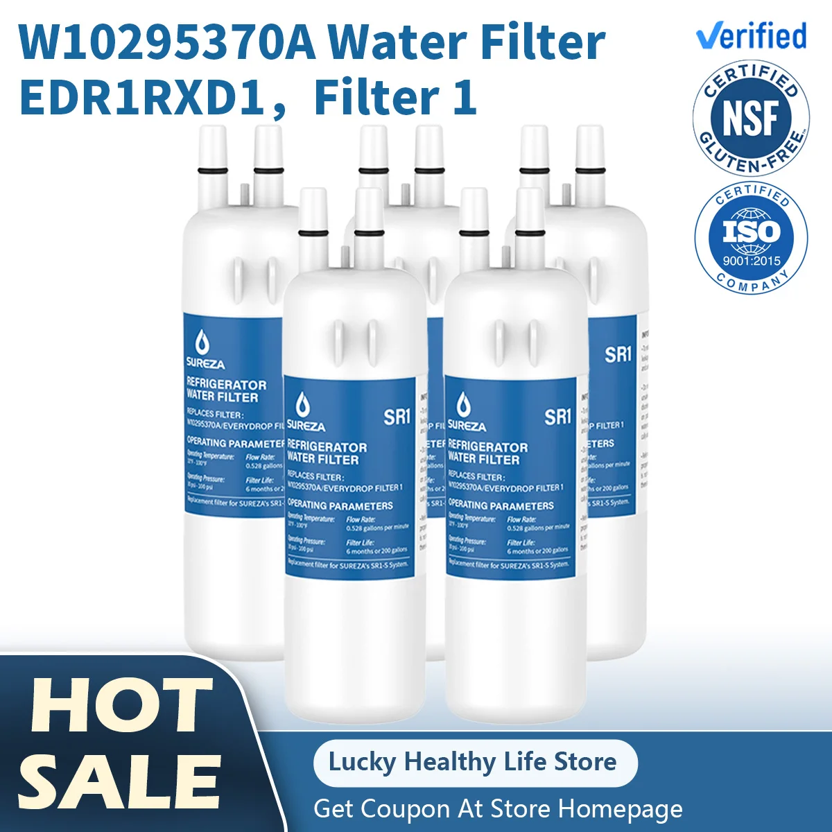 W10295370A Water Filter Replacement for Everydrop By Whirlpool EDR1RXD1 Water Filter 1 P4RFWB P8RFWB2L Kenmore 46-9081 (5Packs) 
W10295370A Water Filter Replacement for Everydrop By Whirlpool EDR1RXD1 Water Filter 1 P4RFWB P8RFWB2L Kenmore 46-9081 (5Packs)