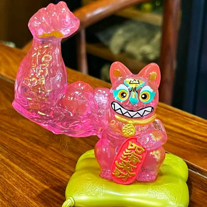 

Big Arm Muscle Lucky Cat Powerful Strong Tiger Blister Pack Good Fortune Kitty Pink Figure Creative Ornament Surprise Gift Toy