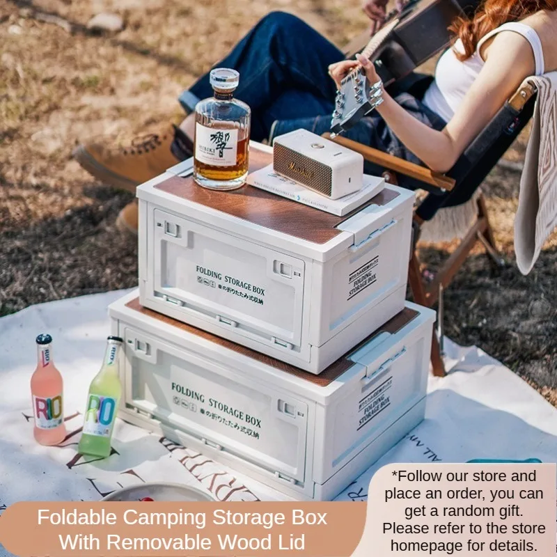 Folding Storage Bin with Wood Lid, Portable Plastic Storage Box for Camping, Stackable Storage Organizer for Car Trunk Picnic
Folding Storage Bin with Wood Lid, Portable Plastic Storage Box for Camping, Stackable Storage Organizer for Car Trunk Picnic