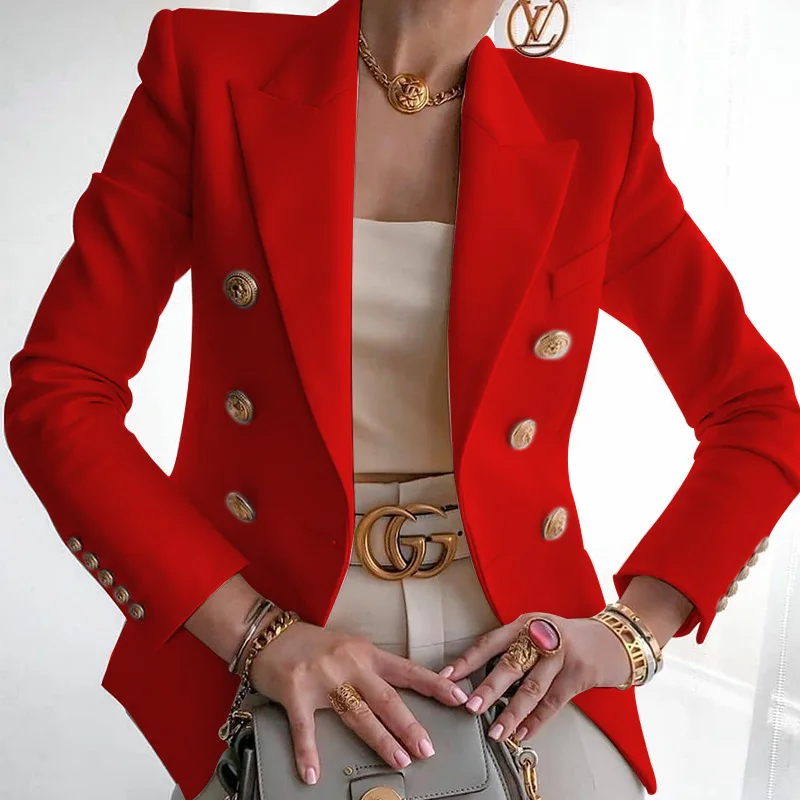 Autumn Slim Blazer Women Suit Jacket Female Business Double Breasted Blazers Work Office Lady Suit Black Button Coat Fashion Top
Autumn Slim Blazer Women Suit Jacket Female Business Double Breasted Blazers Work Office Lady Suit Black Button Coat Fashion Top