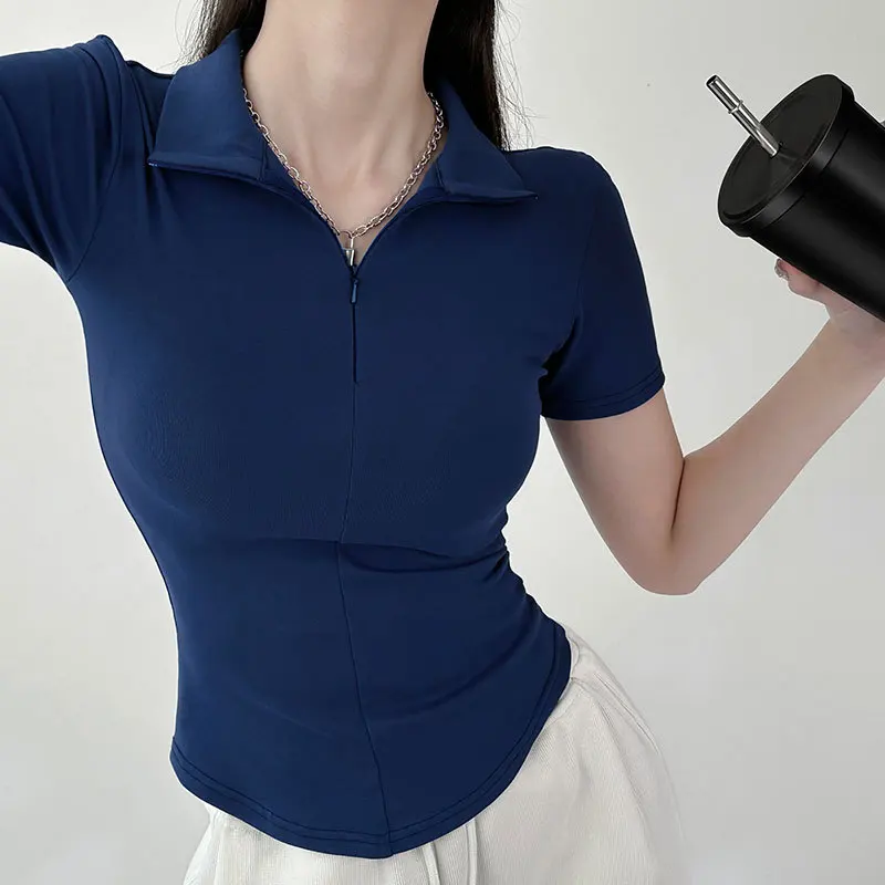 Short sleeved t-shirt for women 2024 new summer slim fit and slimming hot girl polo neck top
Short sleeved t-shirt for women 2024 new summer slim fit and slimming hot girl polo neck top