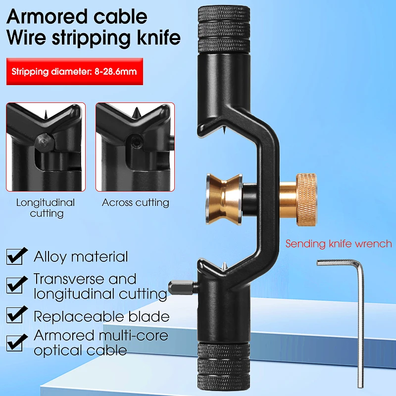 ACS-2 Armored Cable Stripping Knife 8-28.6mm&4-10mm Fiber Optic Jacket Slitter Cable Sheath Cutter Cable Wire Stripper
ACS-2 Armored Cable Stripping Knife 8-28.6mm&4-10mm Fiber Optic Jacket Slitter Cable Sheath Cutter Cable Wire Stripper