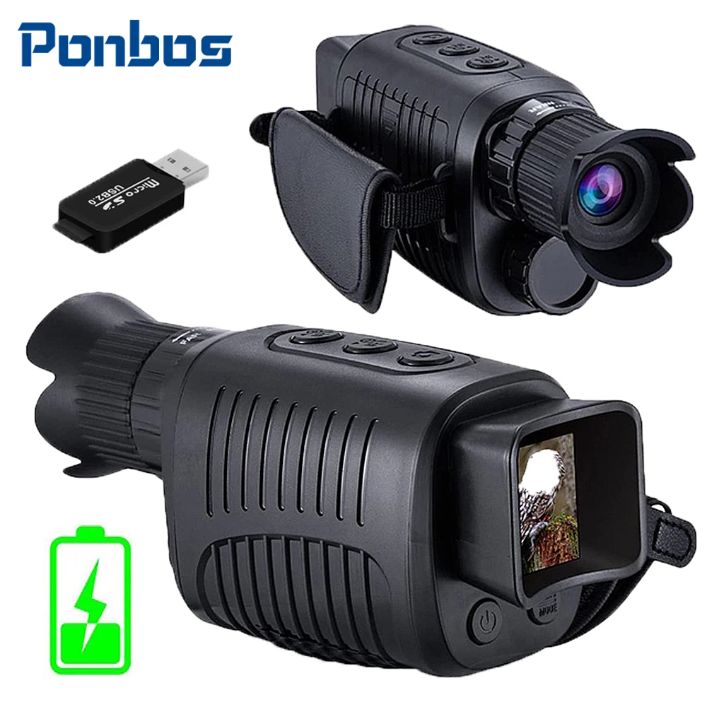 Ponbos R7 5X Zoom Digital Monocular Telescope 300M Rechargeable Infrared Night Vision for Hunting Camping Video Recording
Ponbos R7 5X Zoom Digital Monocular Telescope 300M Rechargeable Infrared Night Vision for Hunting Camping Video Recording
