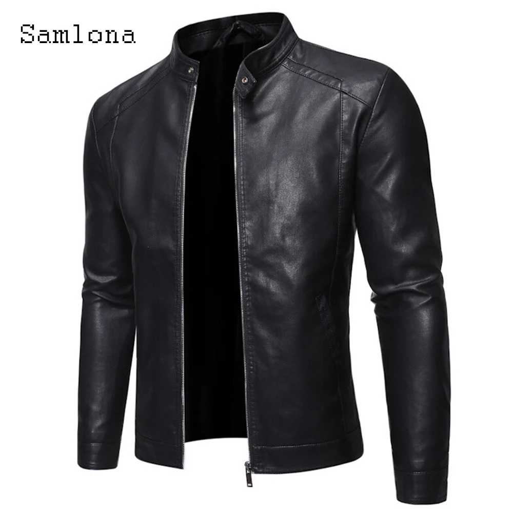 

Mandarin Collar Pu Leather Jackets Men Casual Street Jacket Winter Warm Coats 2023 Stylish simplicity Fashion Zipper Outerwear