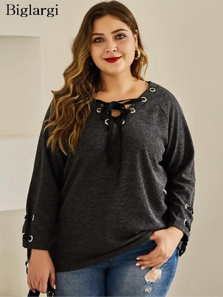 Plus Size Autumn Tops Women Knitted Long Sleeve Black Ladies Blouses Casual Loose Fashion Woman Tops 2023
Plus Size Autumn Tops Women Knitted Long Sleeve Black Ladies Blouses Casual Loose Fashion Woman Tops 2023
