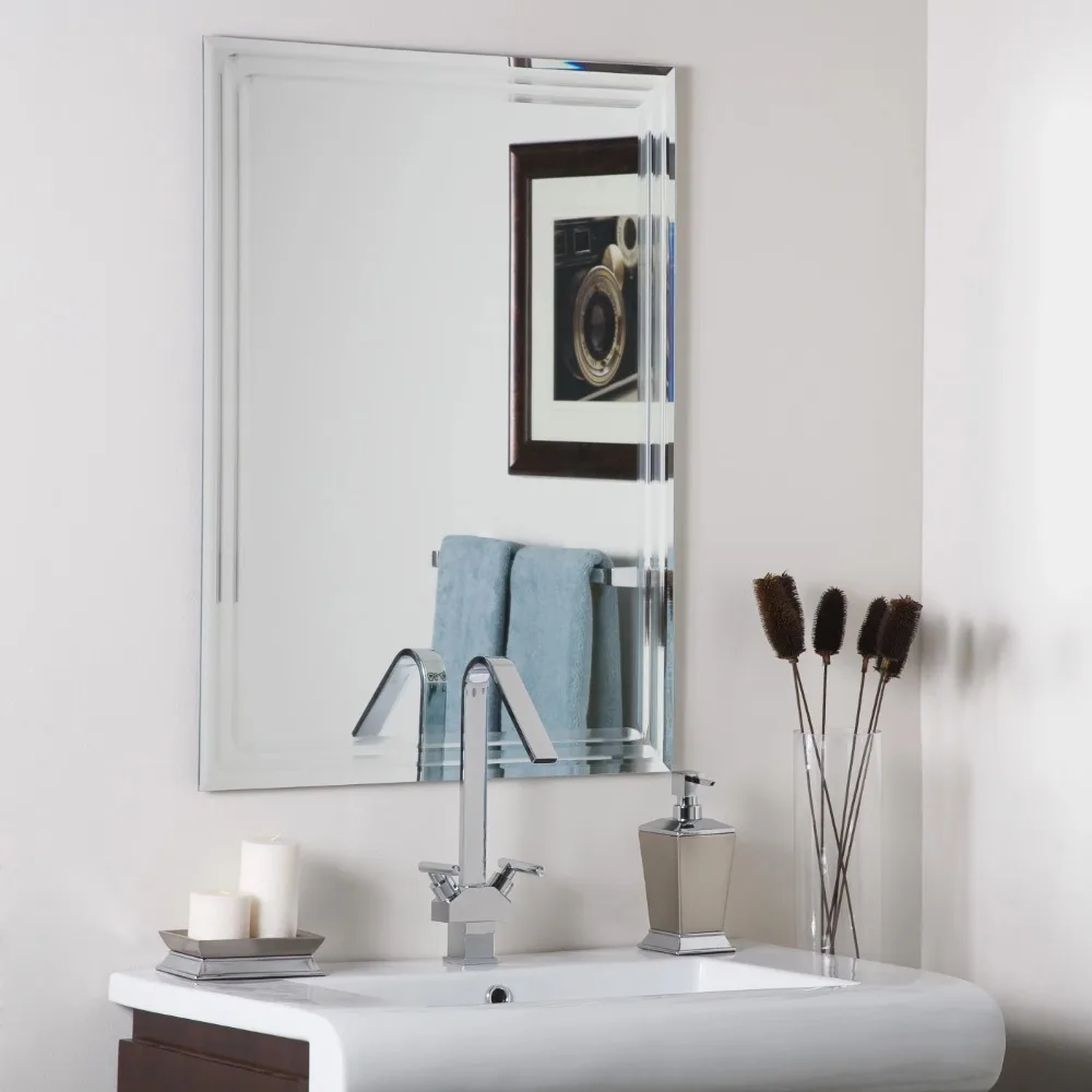 

Large 31.5 X 23.6" Rectangular Bathroom Tri-Bevel Wall Mirror By Freight Free Mirrors Full-body Fixture Home Improvement