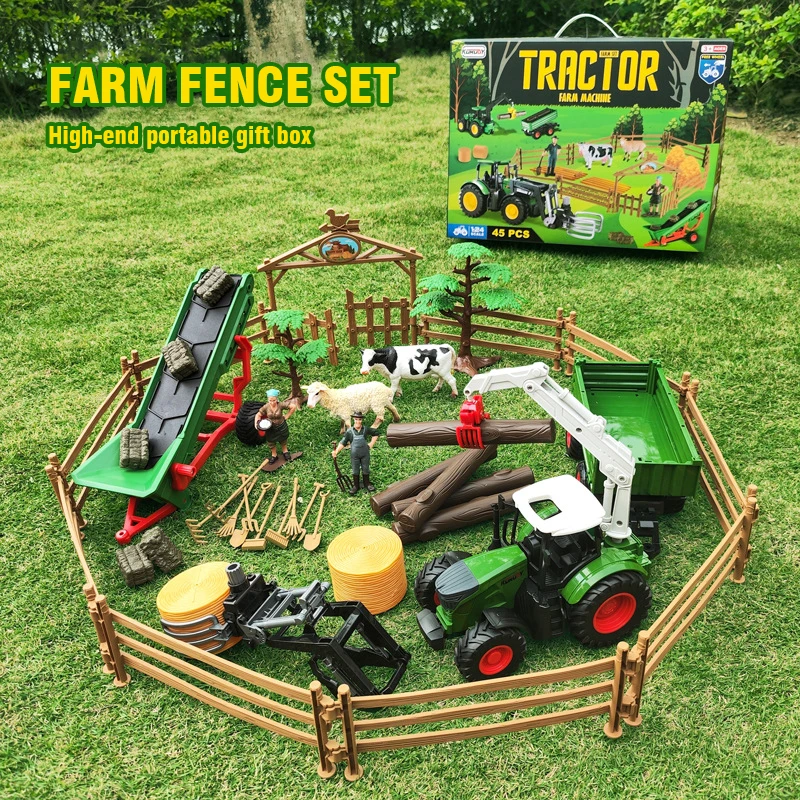 

Фермерский комбайн, автомобиль, набор 1:24, литый Тяговый раздвижной трактор, модель автомобиля, имитация транспортного средства, Инженерная машина, детские игрушки