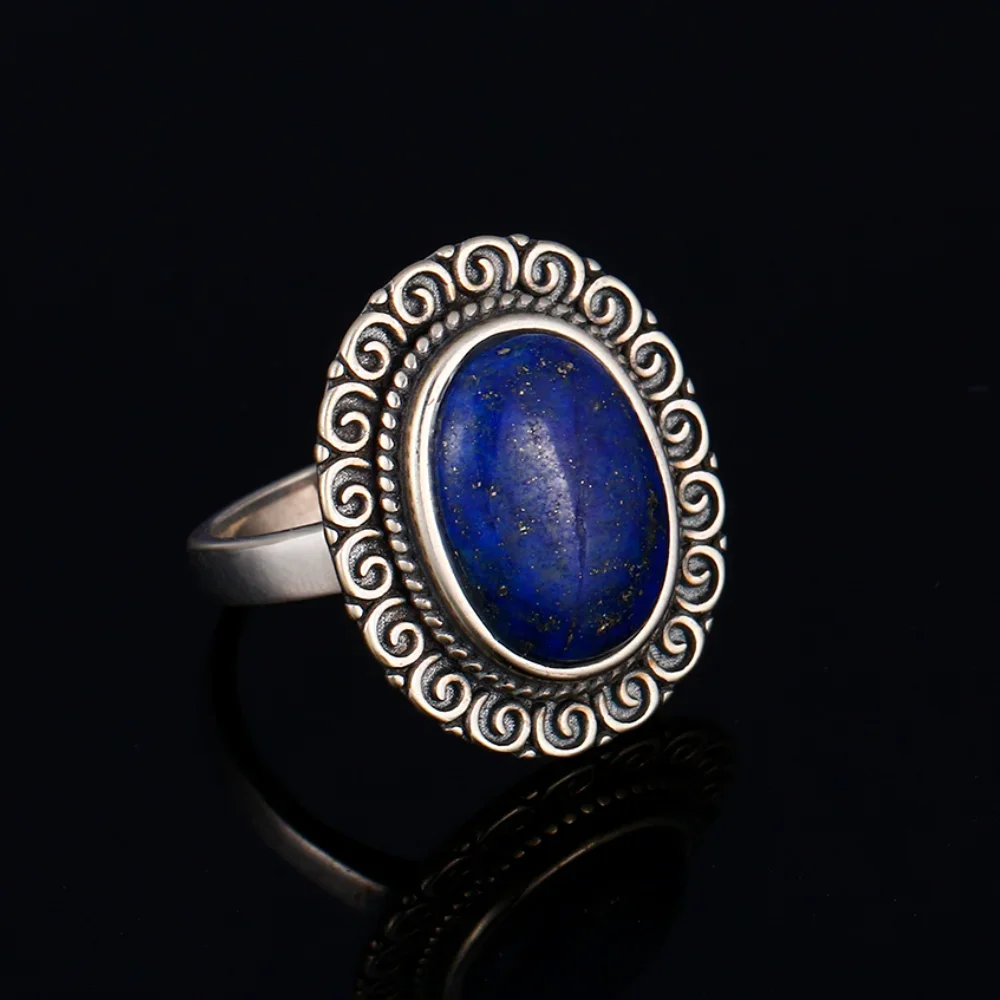 Oval Blue Lapis Rings 925 Sterling Silver Ring for Women Antique Jewelry Engagement Wedding Party Anniversary Gift 
Oval Blue Lapis Rings 925 Sterling Silver Ring for Women Antique Jewelry Engagement Wedding Party Anniversary Gift