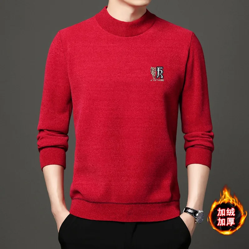 Autumn and Winter New Half Turtleneck Thickened Thermal Base Embroidered Sweater Men's Fleece-lined Thickened Chenille Sweater
Autumn and Winter New Half Turtleneck Thickened Thermal Base Embroidered Sweater Men's Fleece-lined Thickened Chenille Sweater