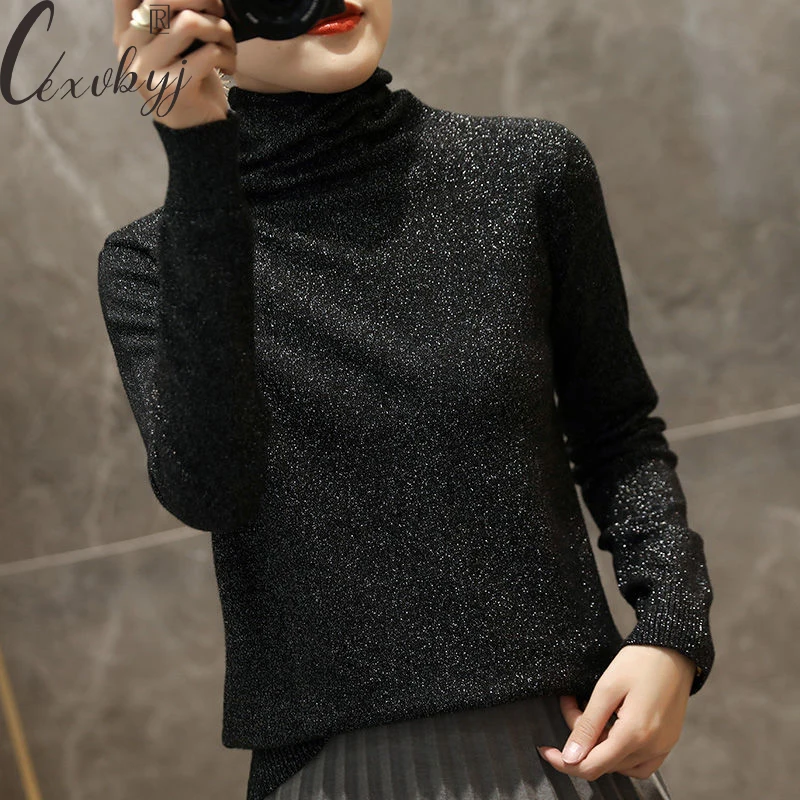 Women Bright Silk Turtleneck Sweater Autumn Winter Korean Long Sleeve Knitted Pullover All-Match Warm Bottoming Knitwear Top
Women Bright Silk Turtleneck Sweater Autumn Winter Korean Long Sleeve Knitted Pullover All-Match Warm Bottoming Knitwear Top