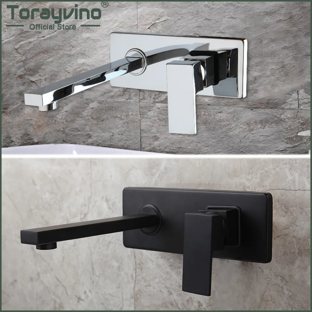 

Torayvino Luxury Gold Polished Bathroom Bathtub Basin Sink Faucets Wall Mounted Faucet Wash Basin Cold & Hot Mixer Water Tap