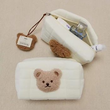 귀여운 곰 아기 세면도구 가방, 메이크업 화장품 가방, 휴대용 기저귀 파우치, 아기 용품 정리함, 재사용 가능한 순면 백, 엄마를 위한