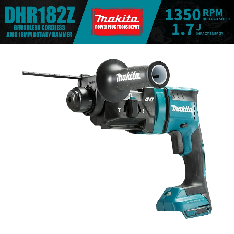 

Makita DHR182Z Brushless Cordless AWS 18MM Rotary Hammer 18V Power Tools 1.7J