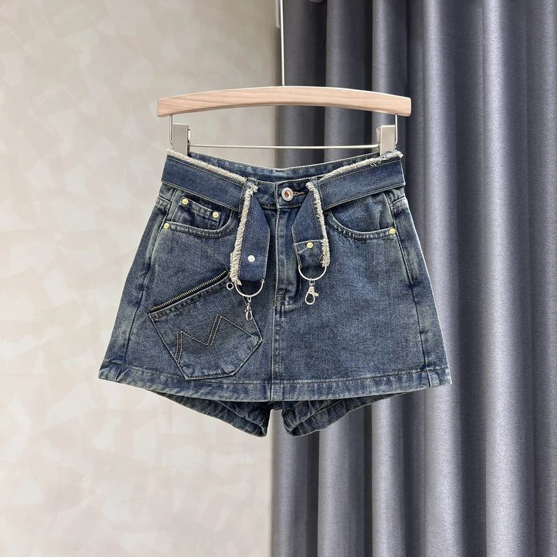 

Retro denim skirt for women in summer 2023, new spicy girl short skirt, high waisted A-line wrapped buttocks skirt pants