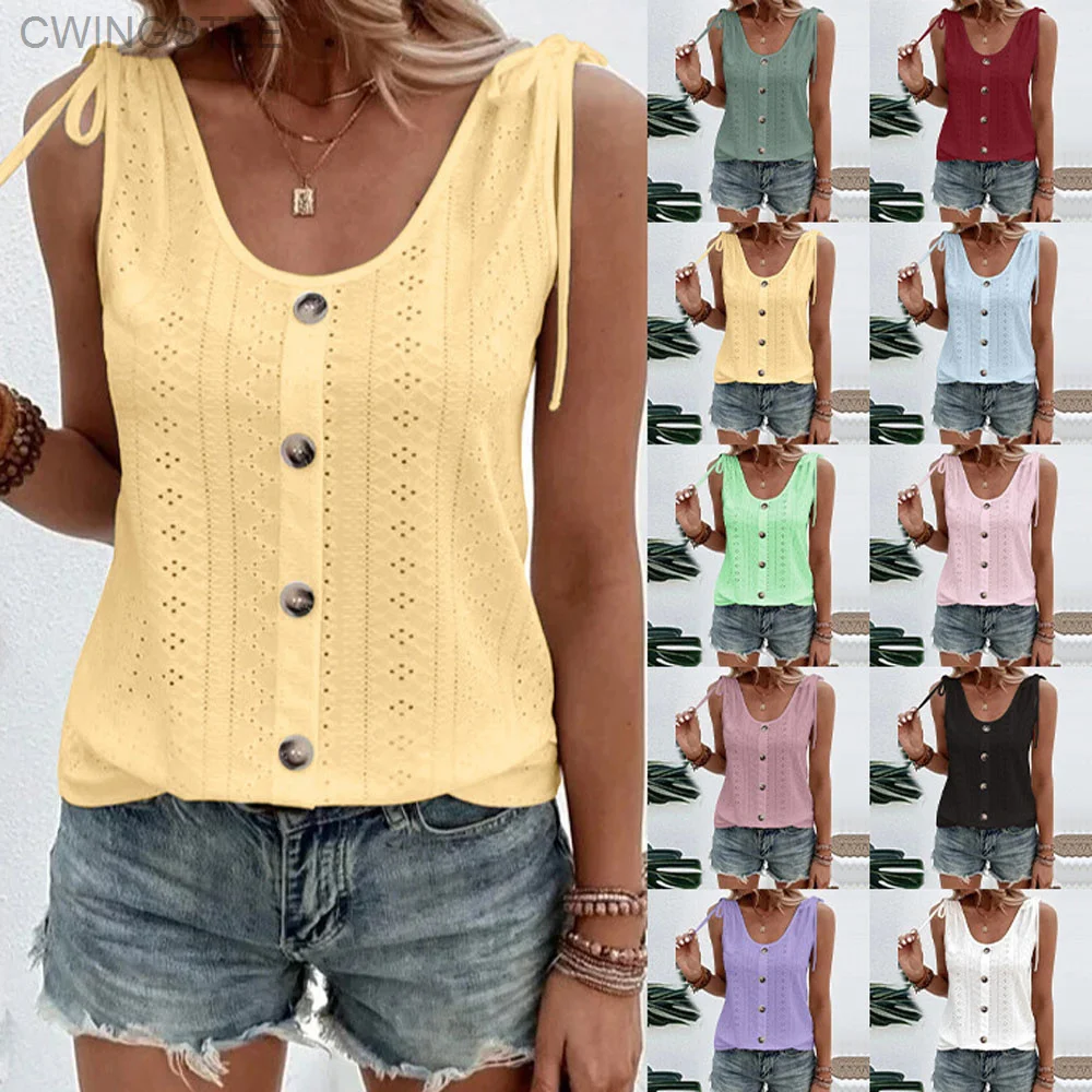 10 Colors S-4XL Oversized Women Button Vests Summer Female Sleeveless Lace Up Hollow Out U Collar Tank Tops
10 Colors S-4XL Oversized Women Button Vests Summer Female Sleeveless Lace Up Hollow Out U Collar Tank Tops