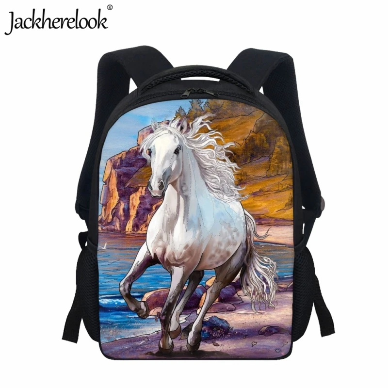 

Jackherelook 3D Running Horse Printing Schoolbag Children Fashion New Hot Book Bags Kids Pupils Casual Practical Travel Backpack