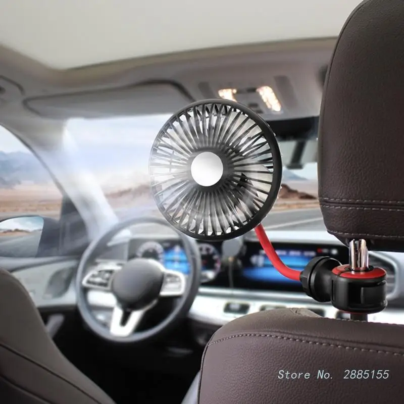 

Электрический автомобильный вентилятор на подголовник, автомобильный вентилятор на заднее сиденье, с креплением на приборную панель, USB автомобильный вентилятор с вращением на 360 °, регулируемый охлаждающий вентилятор с 3 положениями