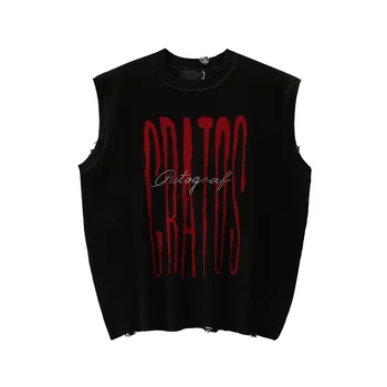 O Sweatshirt de Celebração de Fogos de Artifício do Mickey Mouse para os 100 Anos de Magia da Disney 14 Una Reta Vest Sleeveless Sweaters Men New Streetwear Knitted Hip Hop Letter Embroidery Pullover Vests Top Harajuku Couple Vest