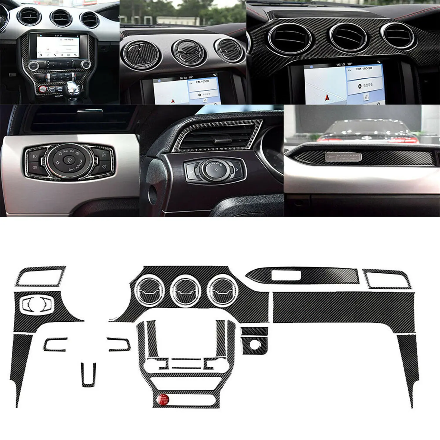 31Pcs Car Protector Strip For Ford Mustang 2015-2019 Carbon Fiber Interior Dashboard Full Set Cover Sticker Auto Decoration
31Pcs Car Protector Strip For Ford Mustang 2015-2019 Carbon Fiber Interior Dashboard Full Set Cover Sticker Auto Decoration