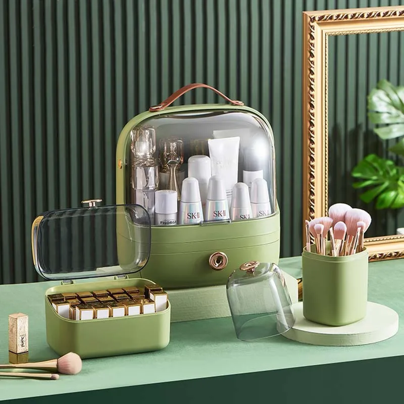 

Large Capacity Cosmetic Storage Box Waterproof Desktop Beauty Makeup Organizer Dustproof Skin Care Storage Drawer For Bathroom