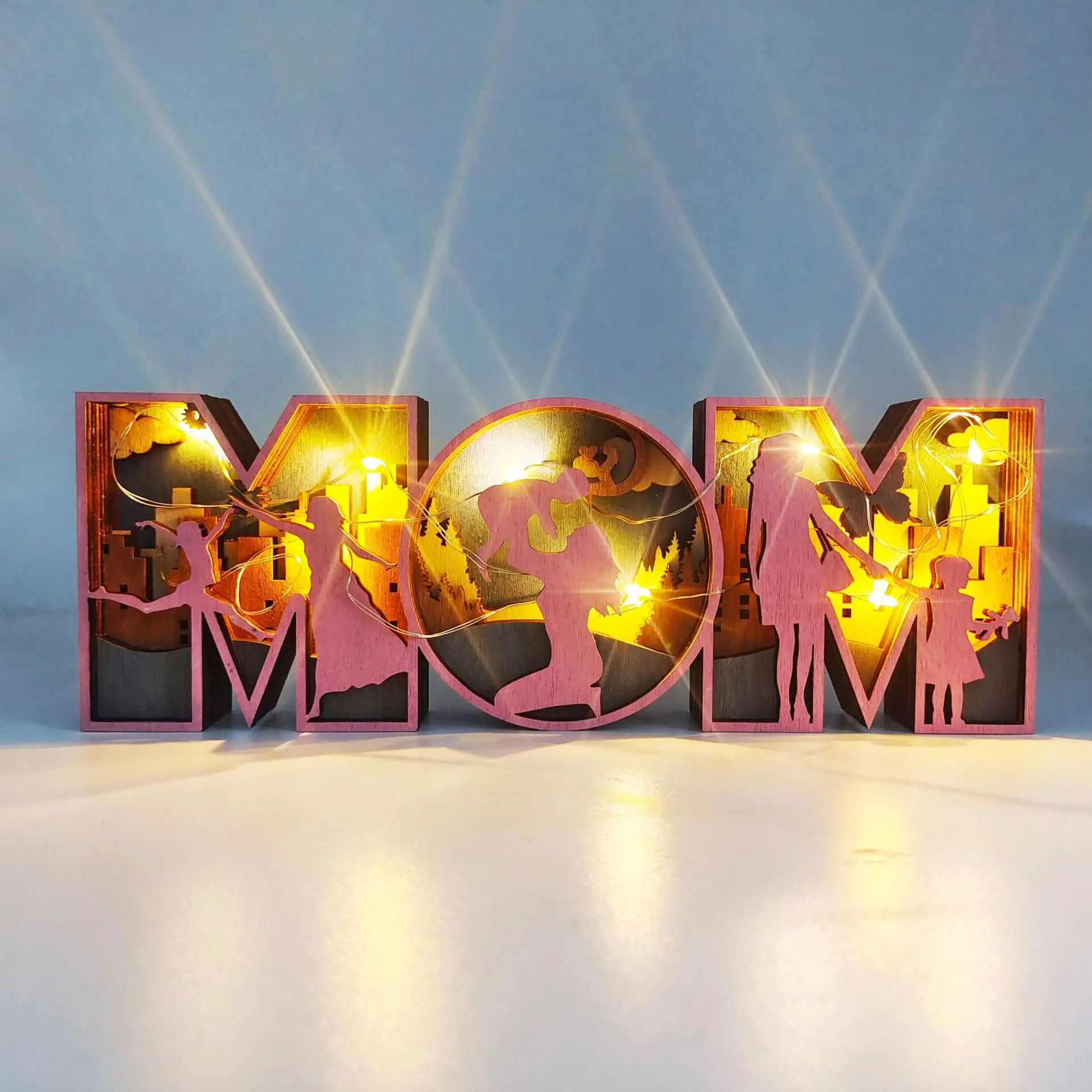 22.5x8cm Mom Dad Gift Pink Mother's Day Wooden Decoration Gift Grey Father's Day Hollow Out Craft Decoration
22.5x8cm Mom Dad Gift Pink Mother's Day Wooden Decoration Gift Grey Father's Day Hollow Out Craft Decoration
