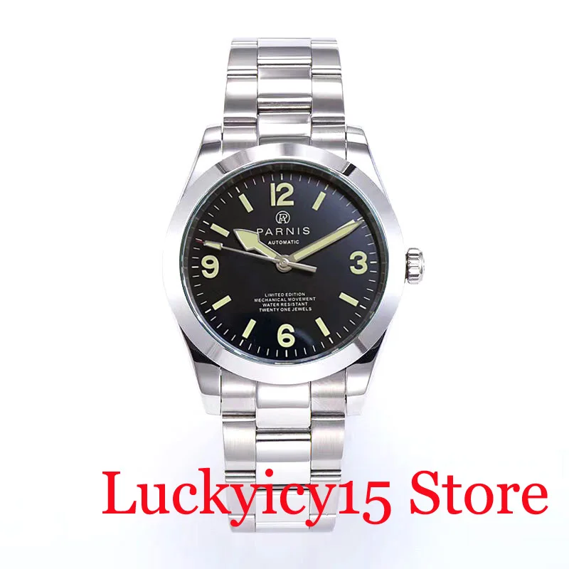 

PARNIS 39.5MM Green/Black Mechanical Men Watch MINZGHU 2813 MIYOTA 8215 Automatic Movement Fluted Bezel Sapphire Crystal