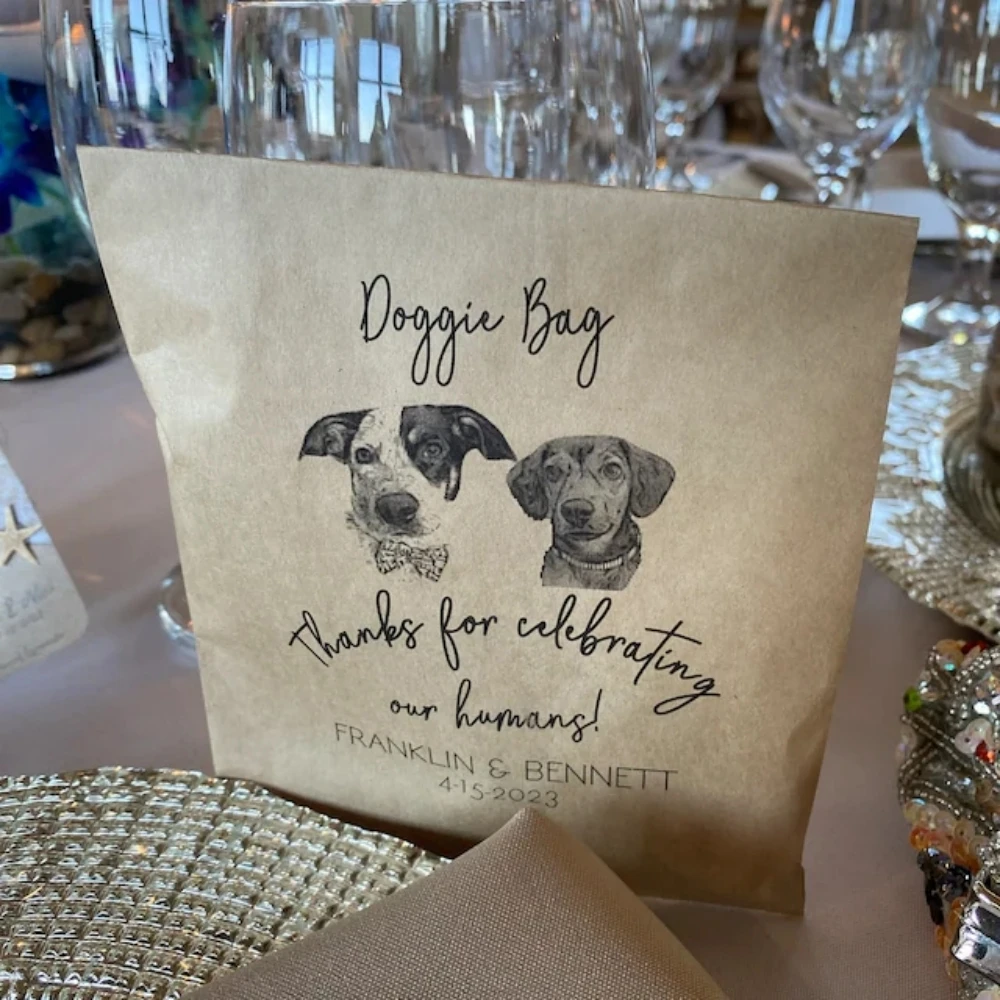 

Wedding Doggie Favors Bags | Custom Pet Favor Bag | Wedding Guest Favors Bulk | Thank You For Celebrating My Humans | 2 Pets Bag