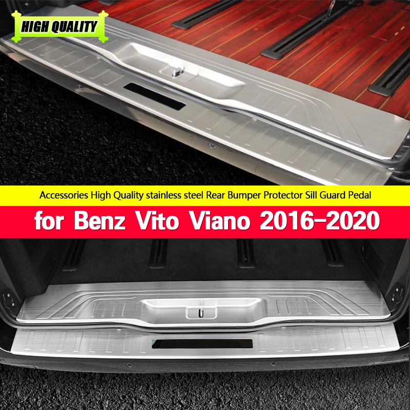 

Rear Bumper Protector Threshold Plate Cover Sill Trim for Mercedes Benz Metris Valente Vito Viano V-Class W447 2016 2017-2020