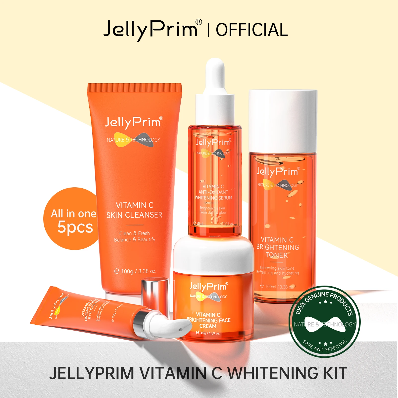 JellyPrim Whitening Cream Skin Care Kit Cleaning Glowing Vitamin C Serum Bleach Moisturizing Dark Circle Eye Facial Products Set
JellyPrim Whitening Cream Skin Care Kit Cleaning Glowing Vitamin C Serum Bleach Moisturizing Dark Circle Eye Facial Products Set
