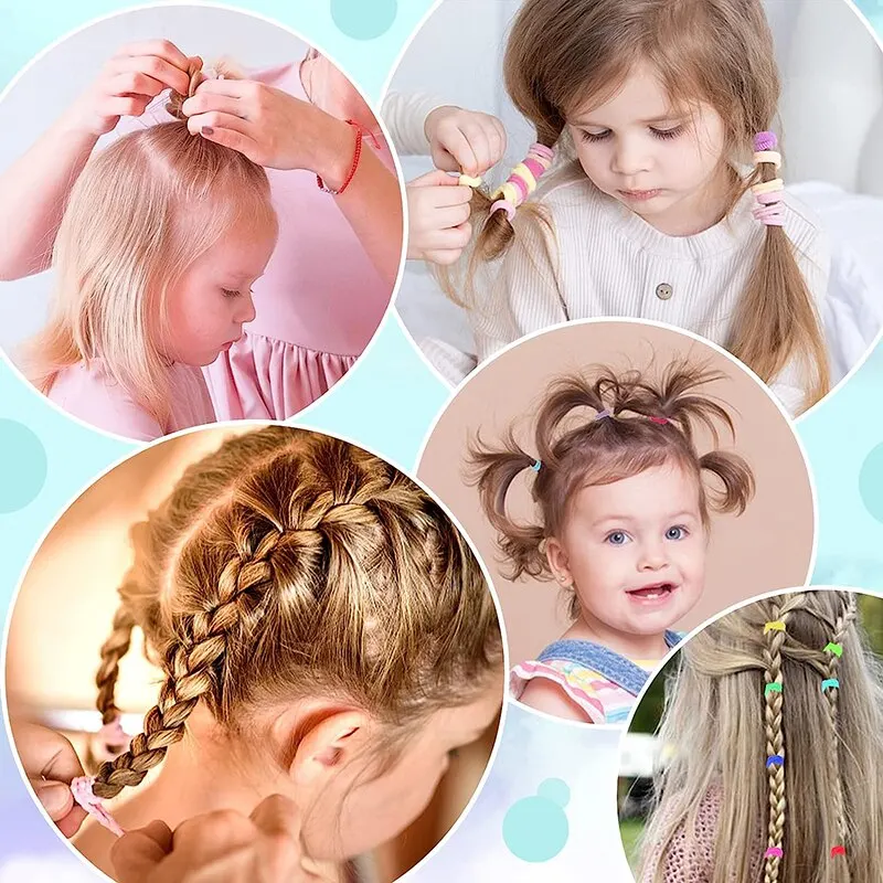 Ensemble d'élastiques à cheveux colorés pour filles, élastique en nylon, chouchous, accessoires pour cheveux, 250 pièces, 300 pièces Ensemble d'élastiques à cheveux colorés pour filles, élastique en nylon, chouchous, accessoires pour cheveux, 250 pièces, 300 pièces
