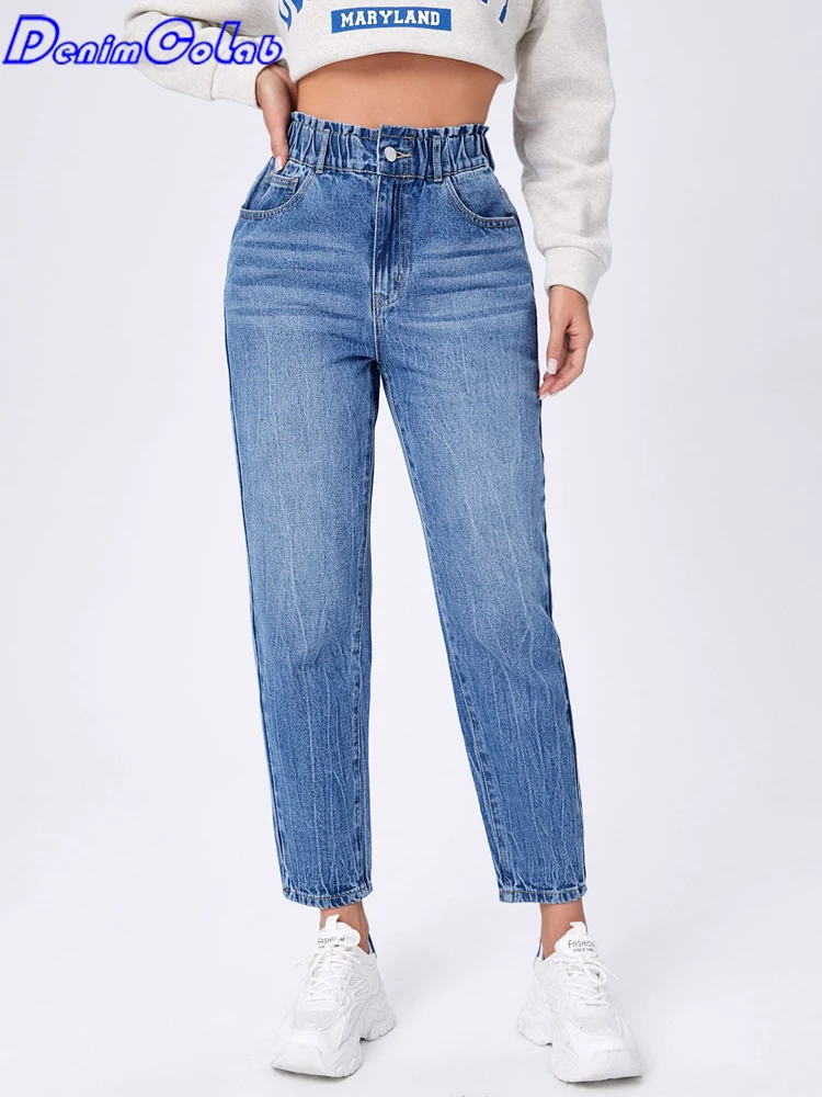 Новинка 2023, джинсы Denimcolab с эластичным поясом, Женские однотонные хлопковые джинсовые шаровары с карманами, женские повседневные джинсовые брюки с высокой талией
Новинка 2023, джинсы Denimcolab с эластичным поясом, Женские однотонные хлопковые джинсовые шаровары с карманами, женские повседневные джинсовые брюки с высокой талией