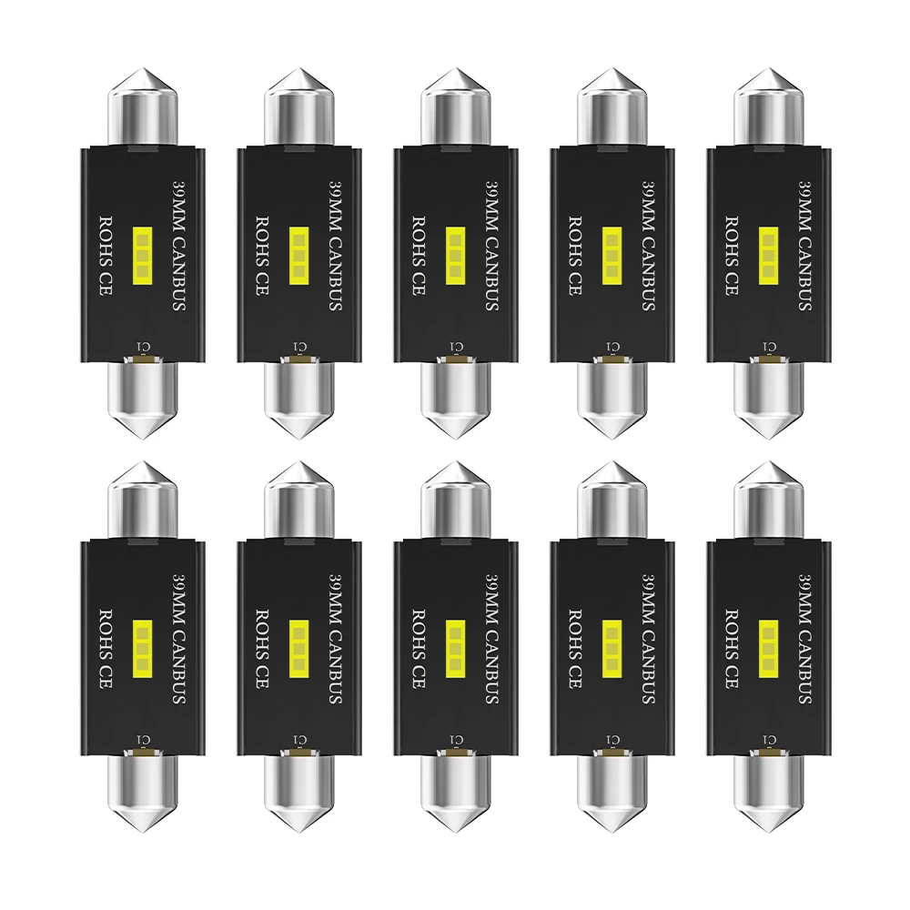 

10pcs Festoon 31MM 36MM 39MM 41MM C5W C10W LED Bulbs Canbus Car Interior License Plate Lights Map Dome Reading Lamp No Error 12V