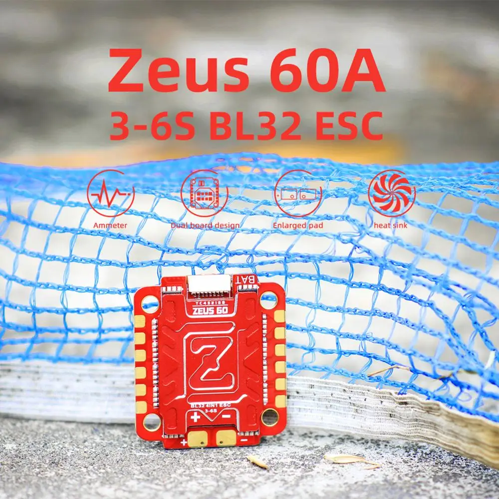 HGLRC Zeus 60A BLHELI32 3-6S LIPO 4in1 ESC DSHOT1200 30.5X30.5mm for Zeus F760 STACK FPV Freestyle Drones DIY Parts
HGLRC Zeus 60A BLHELI32 3-6S LIPO 4in1 ESC DSHOT1200 30.5X30.5mm for Zeus F760 STACK FPV Freestyle Drones DIY Parts