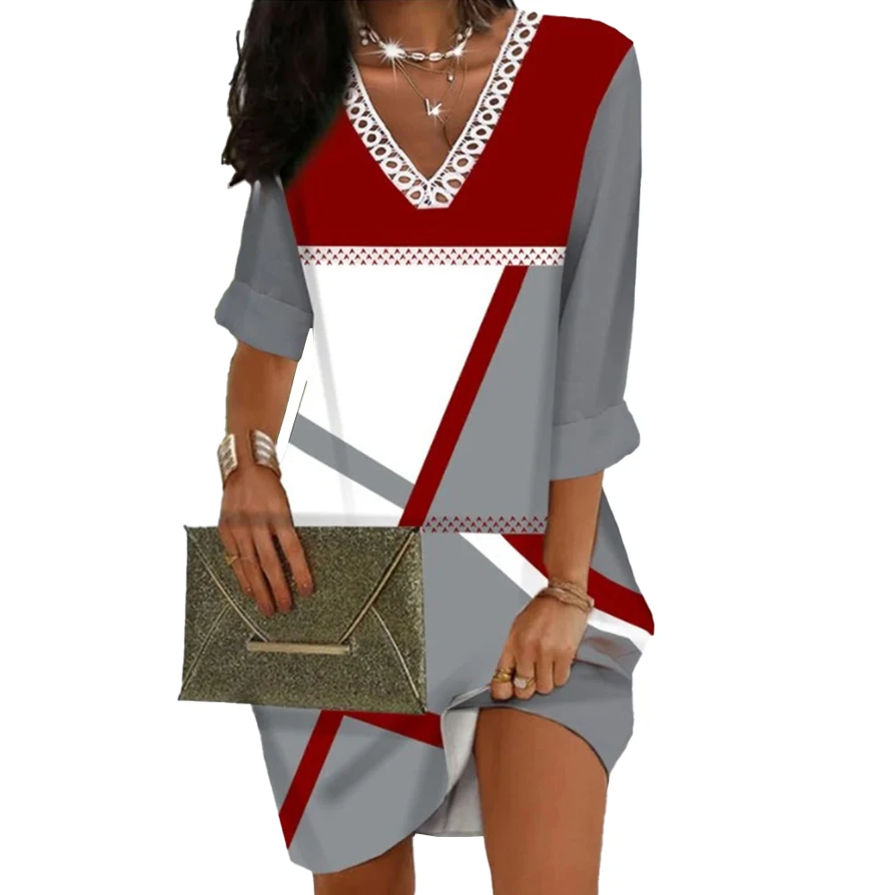 Women's Casual A Line Dress with V neckline Long Sleeves and Eye catching Printed Design for Party and Beach Wear
Women's Casual A Line Dress with V neckline Long Sleeves and Eye catching Printed Design for Party and Beach Wear