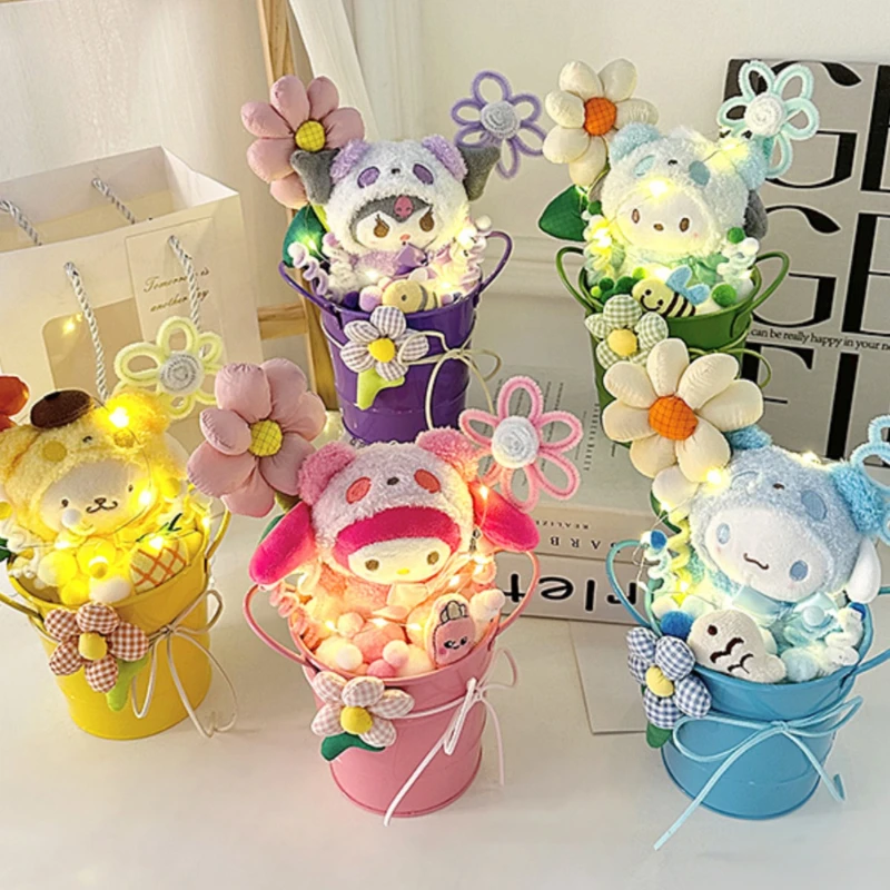 

Sanrio Stuffed Plush Doll My Melody Kuromi Cinnamoroll Pompompurin Pochacco Flower Toy Bouquet Pot Plant Valentine'S Day Gift
