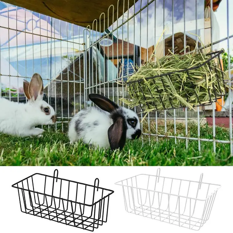 

Rabbit Food Basket 2Pcs Cage Hay Holder Rabbit Grass Frame Small Animal Basket with Hooks Metal Rabbit Feeder Bunny Hay Feeder
