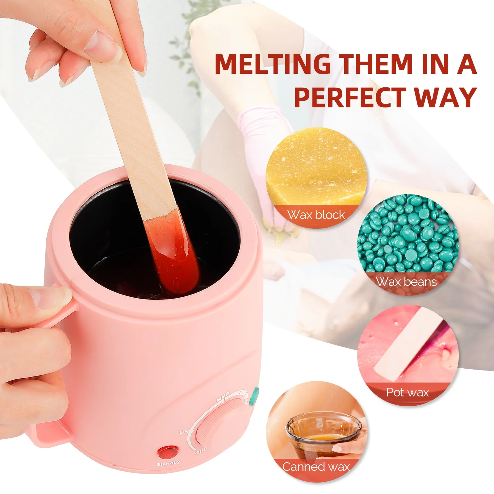 120W Fast Heating Wax Heater Machine With 100g Wax Beans Wax Dipping Pot Wax Melter Cup Wax Warmer Wax Depilatory Melting Pot
120W Fast Heating Wax Heater Machine With 100g Wax Beans Wax Dipping Pot Wax Melter Cup Wax Warmer Wax Depilatory Melting Pot