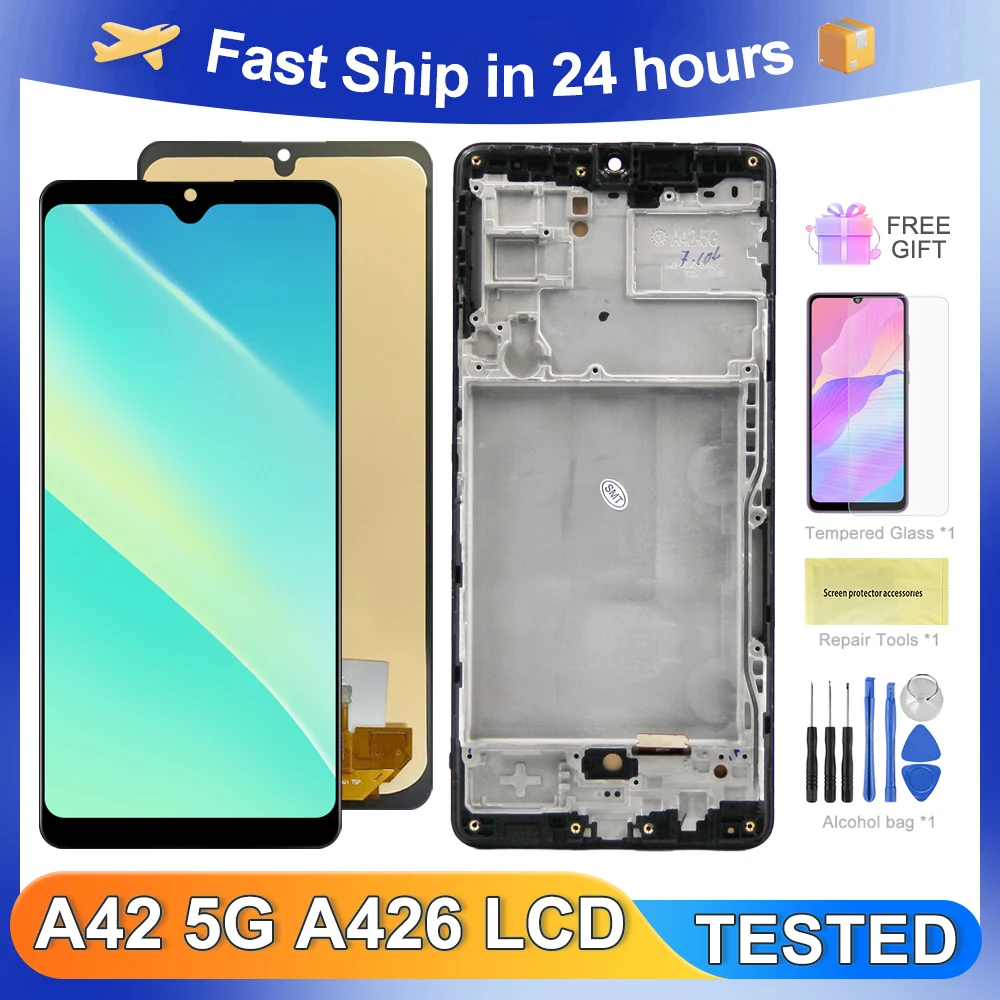 ЖК-дисплей AMOLED A42 для Samsung A42 A426B A426 A426U A426N, дисплей с сенсорным экраном и дигитайзером в сборе, замена
ЖК-дисплей AMOLED A42 для Samsung A42 A426B A426 A426U A426N, дисплей с сенсорным экраном и дигитайзером в сборе, замена