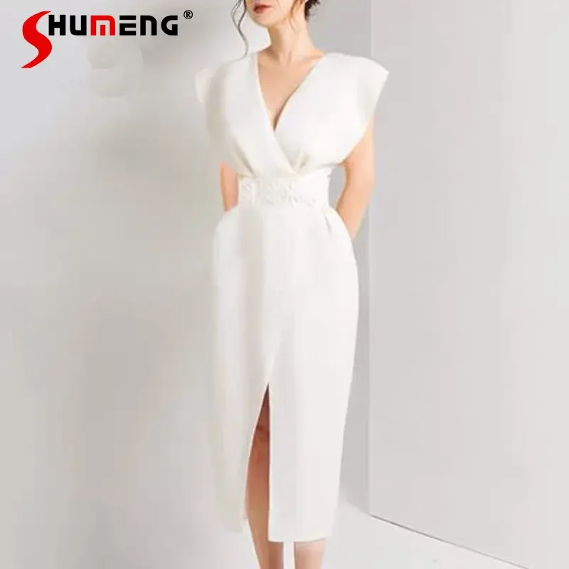 French Sleeveless long Dress White Summer Niche High-End Sexy V-neck Slim Slimming Waist Retro Elegant Evening maxi Dress
French Sleeveless long Dress White Summer Niche High-End Sexy V-neck Slim Slimming Waist Retro Elegant Evening maxi Dress