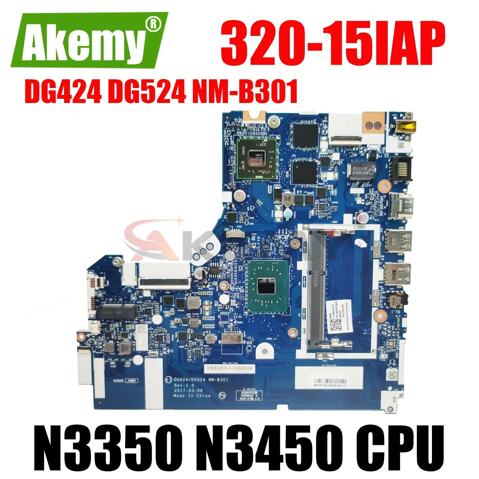 Материнская плата 5B20P20639 для ноутбука lenovo IdeaPad 320-15IAP, материнская плата DG424 dgNM-B301 524 с N3350 N3450 216-0889018 100% тест
Материнская плата 5B20P20639 для ноутбука lenovo IdeaPad 320-15IAP, материнская плата DG424 dgNM-B301 524 с N3350 N3450 216-0889018 100% тест