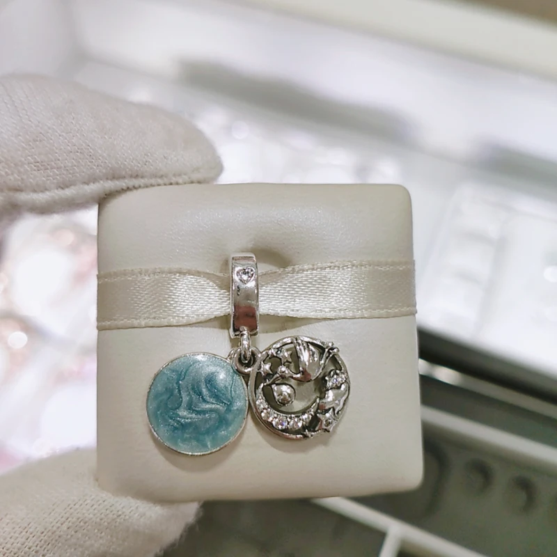 

White Stork and Shining Star Charm 925 Sterling Silver Bead Fit Original Pandora Bracelet Women DIY Jewelry Gift