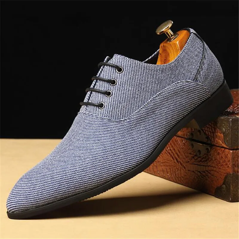 Fashion Korea Style Men Dress Shoes Lace-up Pointed Toe Oxfords Blue Gray Business Handmade Wedding Shoes Size 38-48 Mens Shoes
Fashion Korea Style Men Dress Shoes Lace-up Pointed Toe Oxfords Blue Gray Business Handmade Wedding Shoes Size 38-48 Mens Shoes