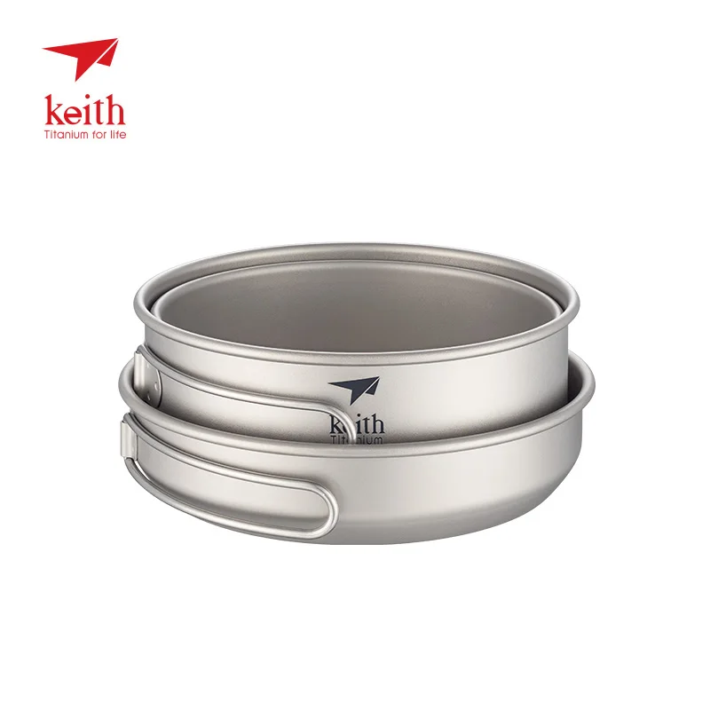 Keith Ti6053 Titanium Pot Lunch Box Cover Bowl Titanium Frying Pan Portable Outdoor Folding Handle Pot Set 
Keith Ti6053 Titanium Pot Lunch Box Cover Bowl Titanium Frying Pan Portable Outdoor Folding Handle Pot Set