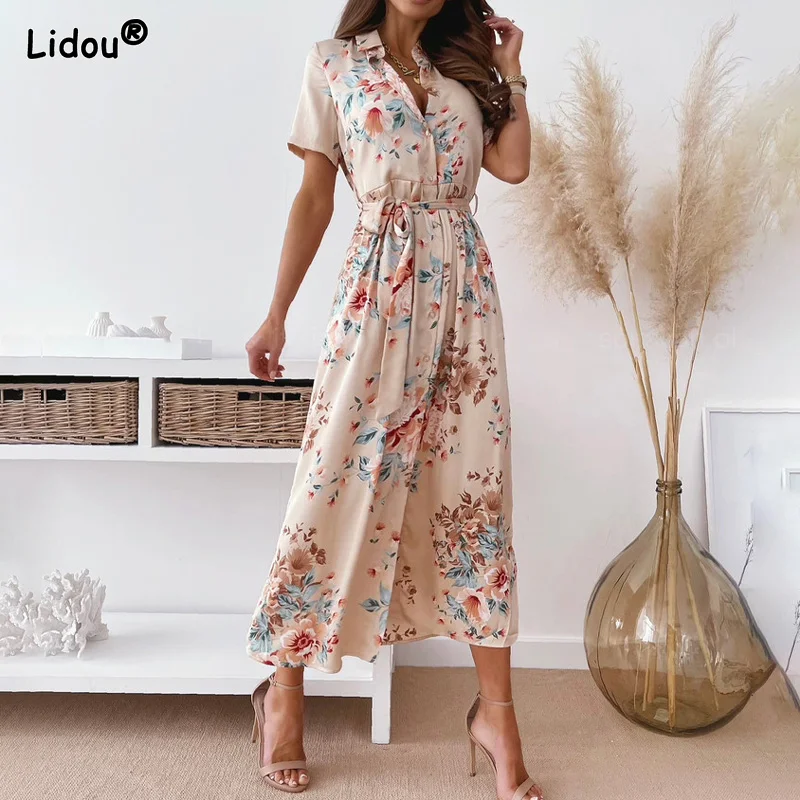 Женское длинное платье-рубашка с цветочным принтом, с коротким рукавом
Женское длинное платье-рубашка с цветочным принтом, с коротким рукавом