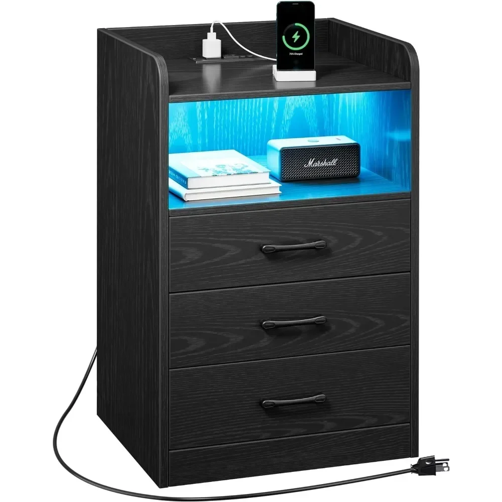 New NightstandwithCharging Station and LED Light Strips, Night Stand with Drawers, End Table with USB Ports, Bedside for Bedroom
New NightstandwithCharging Station and LED Light Strips, Night Stand with Drawers, End Table with USB Ports, Bedside for Bedroom