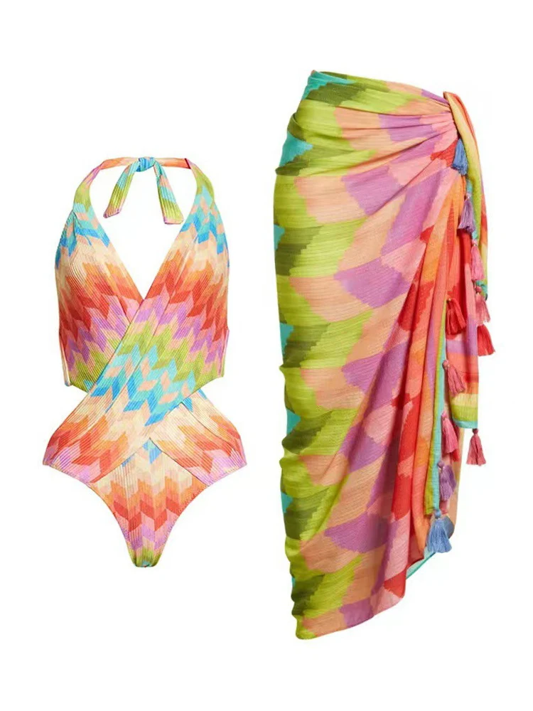 Lace Up Neck Hanging One Piece Swimsuit Cover Ups Women Sexy Hollow Out Bikini High Waisted and Belly Covered Beach Swimsuit
Lace Up Neck Hanging One Piece Swimsuit Cover Ups Women Sexy Hollow Out Bikini High Waisted and Belly Covered Beach Swimsuit