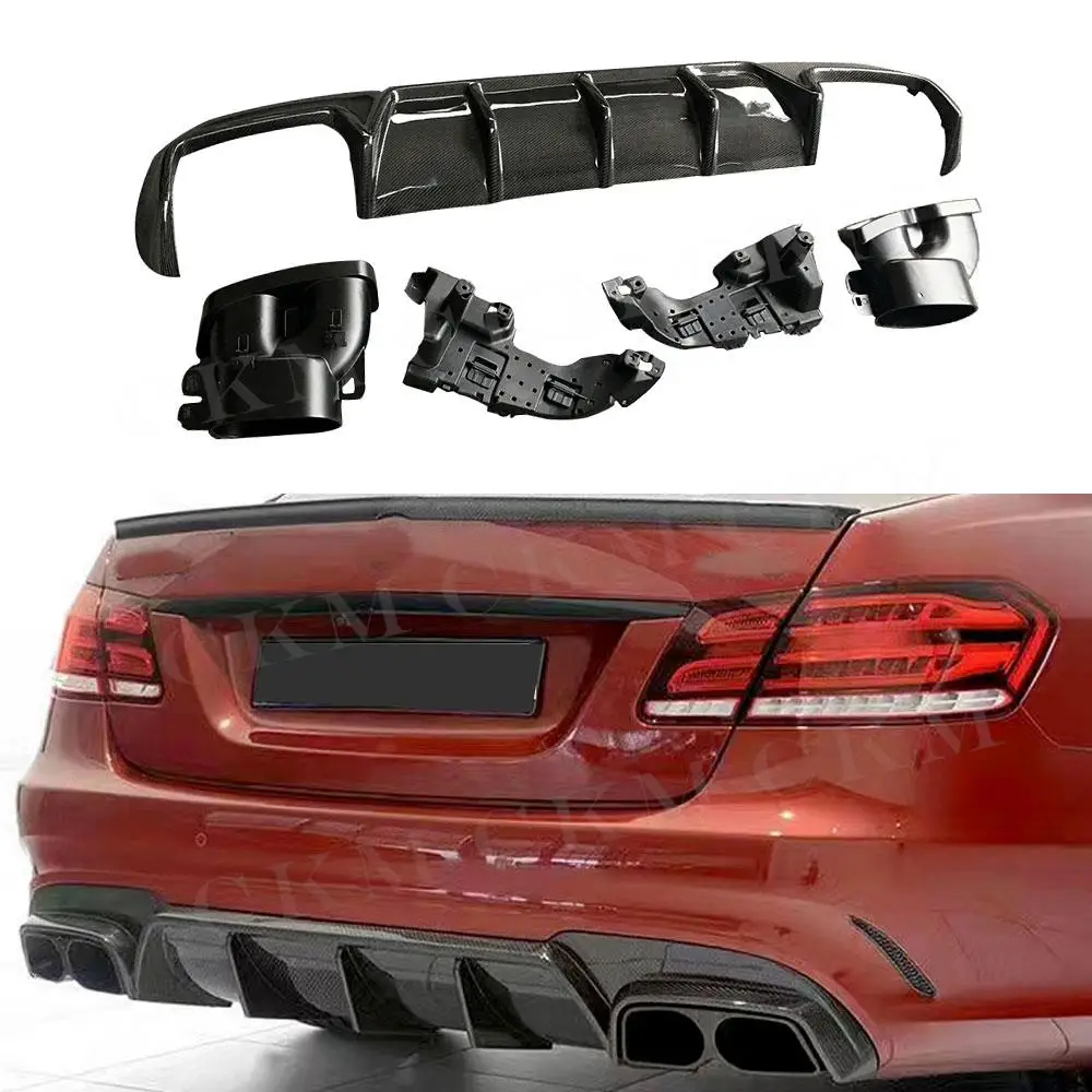 

For W212 E63 Carbon Fiber Rear Bumper Lip Spoiler For Mercedes Benz E Class E260 E300 E400 AMG 2014 2015 2016 Rear Diffuser Tips