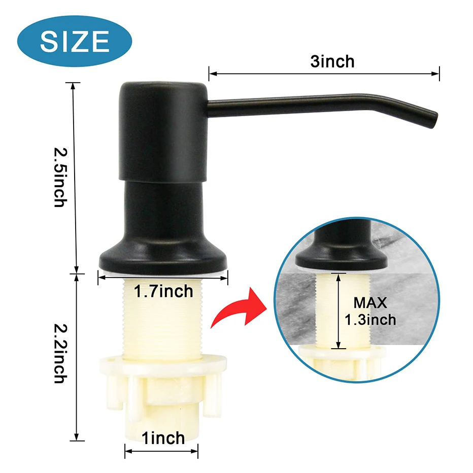 Generic Kitchen Liquid Soap Dispenser Extension Tube Kit Black