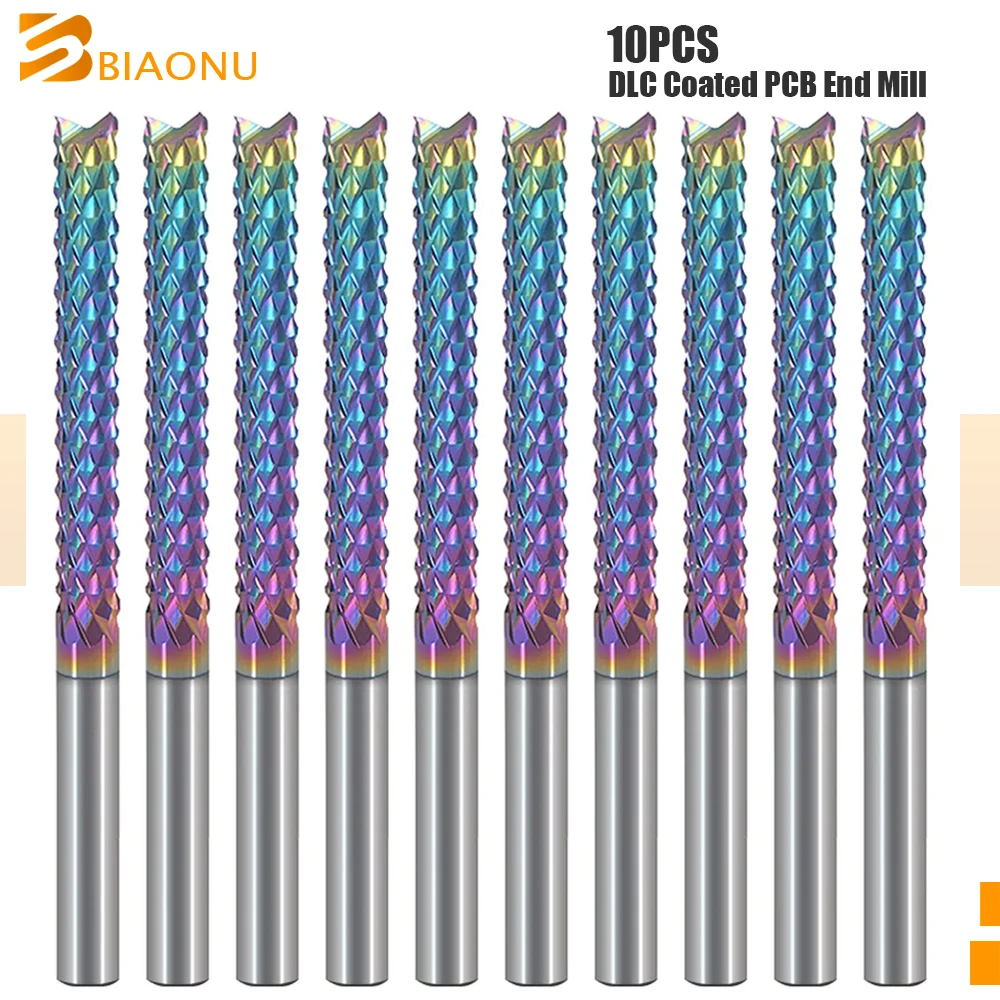 Biaonu 10pcs 3.175/4/6/8mm PCB Milling Cutter DLC Coated PCB End Mill Carbide Engraving Bit CNC Router Tools for Mold Plastic
Biaonu 10pcs 3.175/4/6/8mm PCB Milling Cutter DLC Coated PCB End Mill Carbide Engraving Bit CNC Router Tools for Mold Plastic